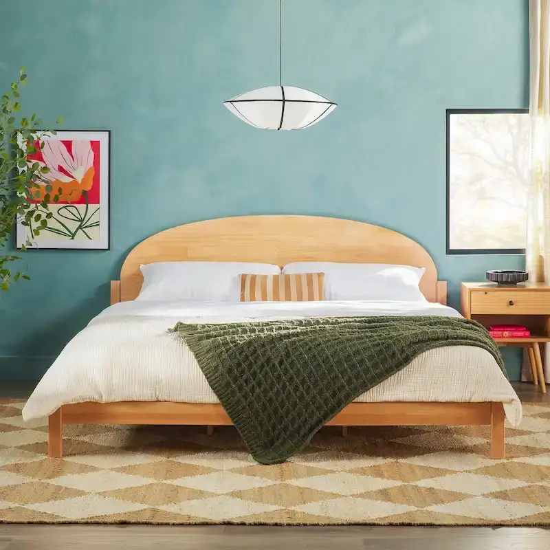 Arched Headboard Solid Pine King Bed