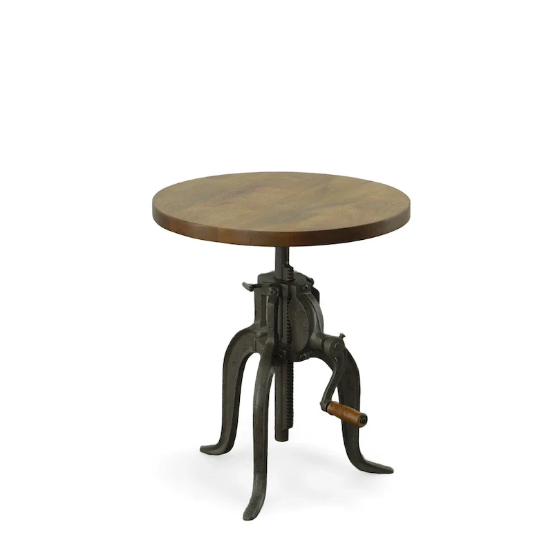 Regan Adjustable Accent Table - Chestnut Top - Black Base