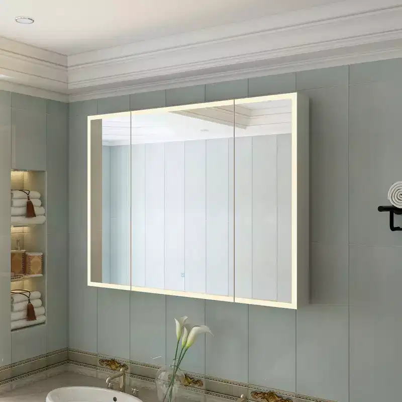 LED Lighted Medicine Cabinet with Defogging Function, Adjustable Lighting & Ample Storage for Bathroom