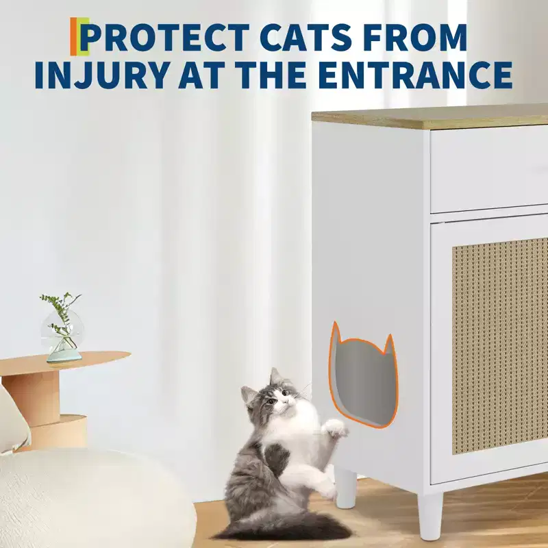 Hidden Cat Litter Box Cabinet, Dog-Proof, Modern Cat Furniture with Storage for Home