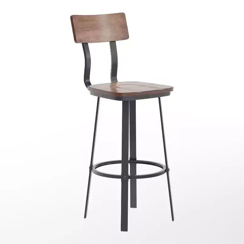 Flash Furniture Restaurant Barstool with Wood Seat & Back and Powder Coat Frame