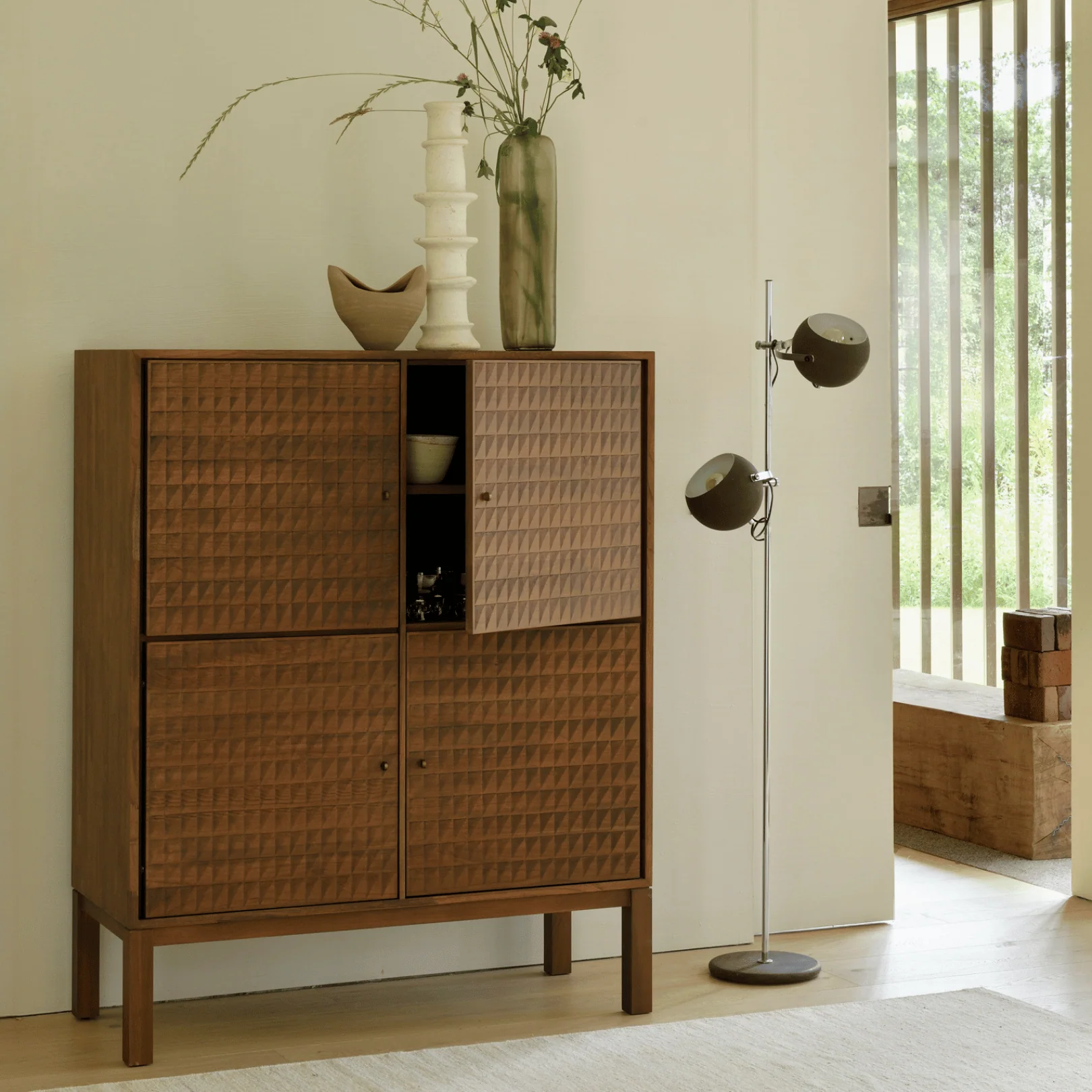 Modern Brown Storage Cabinet with Storage for Living Room