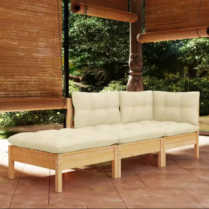vidaXL Solid Wood Pine Patio Lounge Set with Cushions Multi Colors