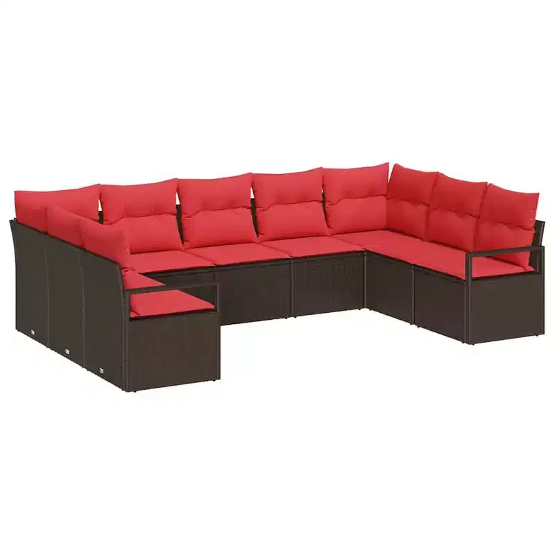 vidaXL Garden Sofa Set 9 pcs Brown Poly rattan