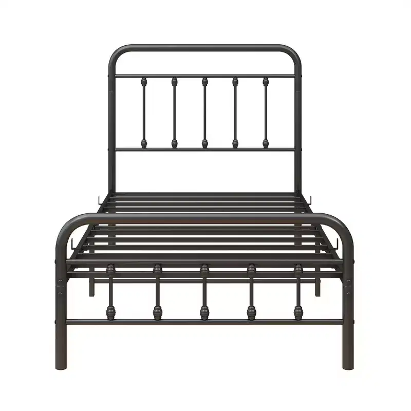 Twin Size Metal Platform Bed Frame with Headboard, Footboard & Under-Bed Storage, 450 lbs