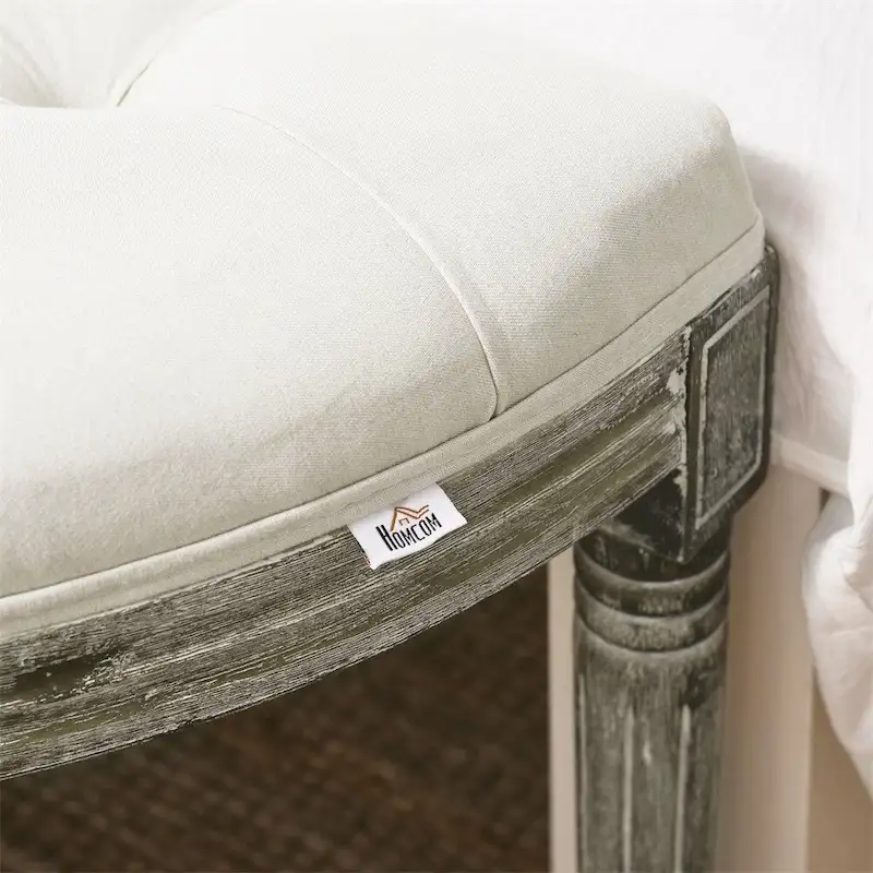 Semi-Circle Tufted Design End of Bed Bench with Rubber Wood Legs