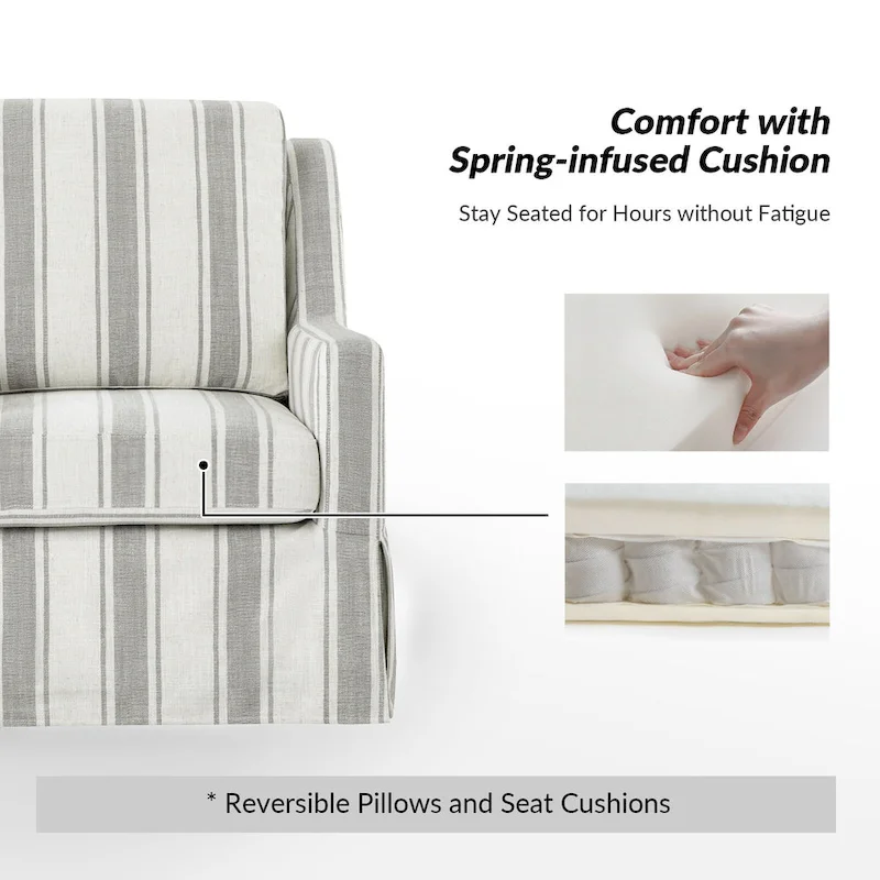 Stan Farmhouse Slipcover Rocking Swivel Chair Set of 2 by HULALA HOME