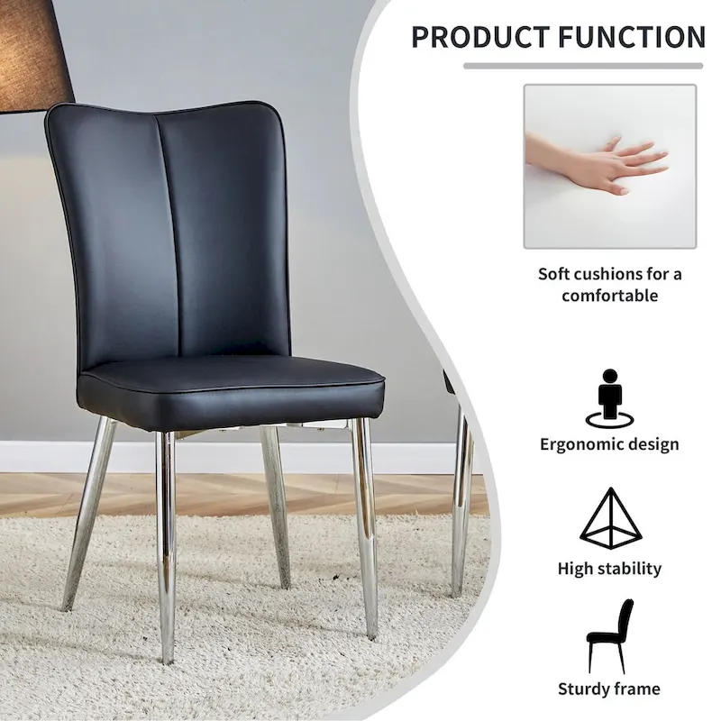 Modern Dining Chairs Set of 4 PU Leather Kitchen Upholstered Chairs