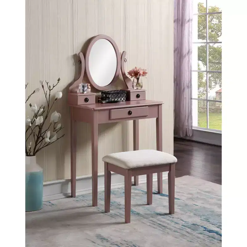 Moniys Wood Moniya Makeup Dressing Dressing Table and Chair Set, Blue