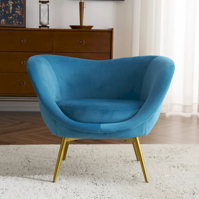 Christopher Knight Home - Eliana Modern Teddy Fabric Accent Chair with Curved Backrest and Gold Legs