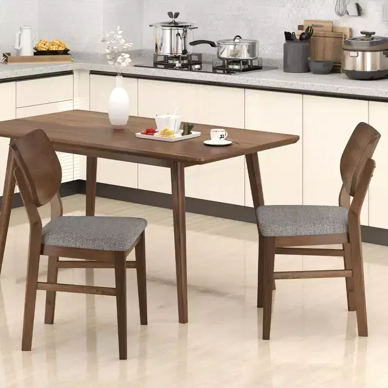 Dining Chairs w/ Rubber Wood Frame Padded Seat Curved Back Living Room