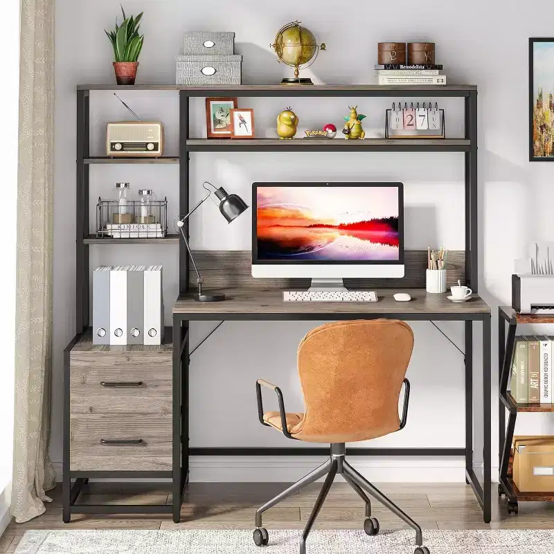 Corner Computer Desk – Grey/Black, White, Brown/White | L-Shape, 1-Person