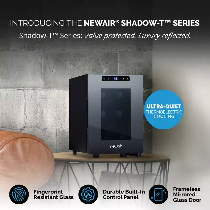 Newair 6-Bottle 10.2 Black Freestanding Countertop Wine Fridge