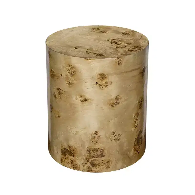 Burl Wood Brown Cylinder Side Table 20x20x24