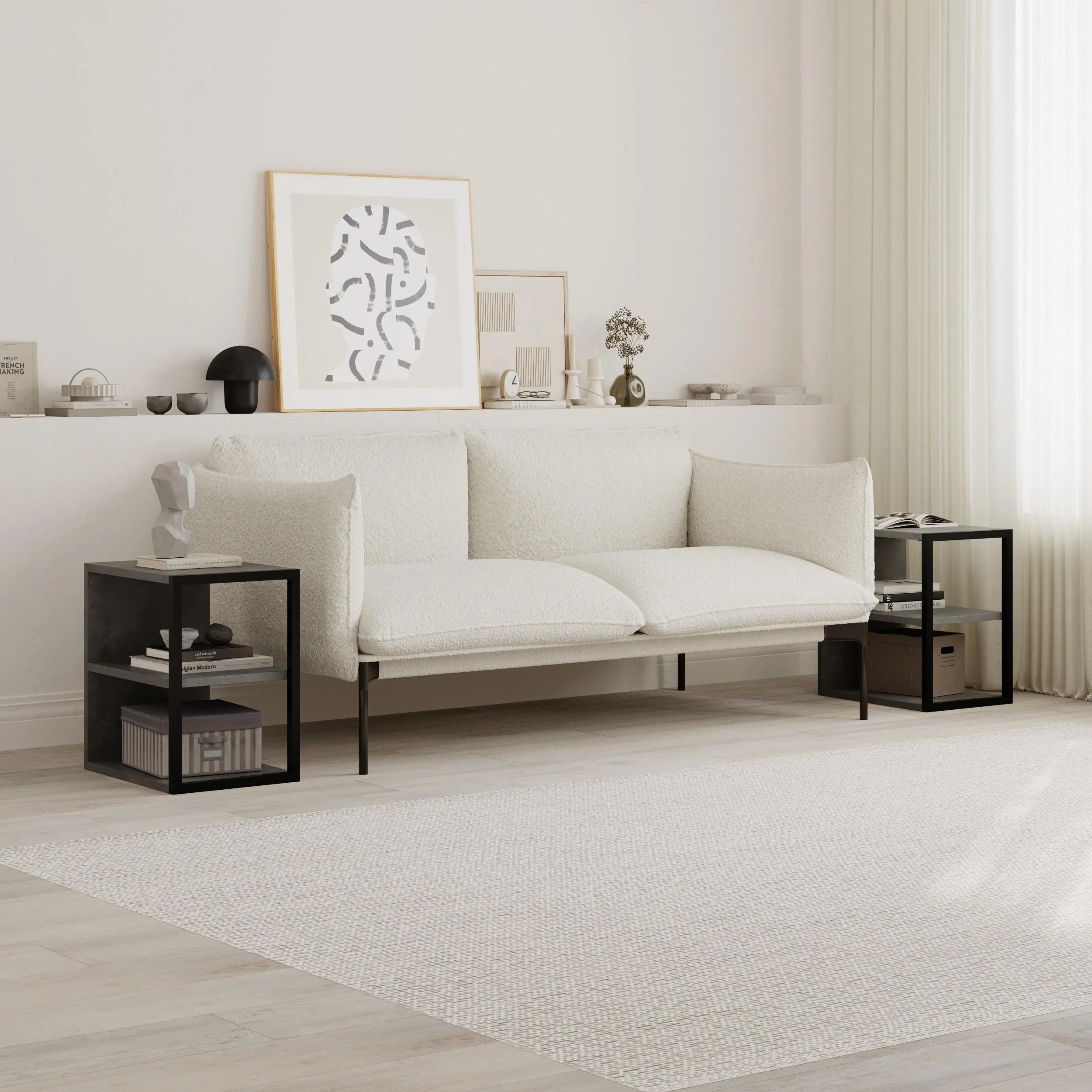 Side Table Double – Modern Sofa Side Table with Shelves