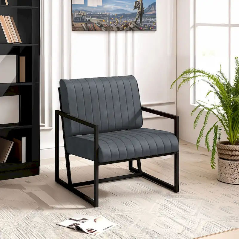 PU Leather Accent Chair with Padded Backrest