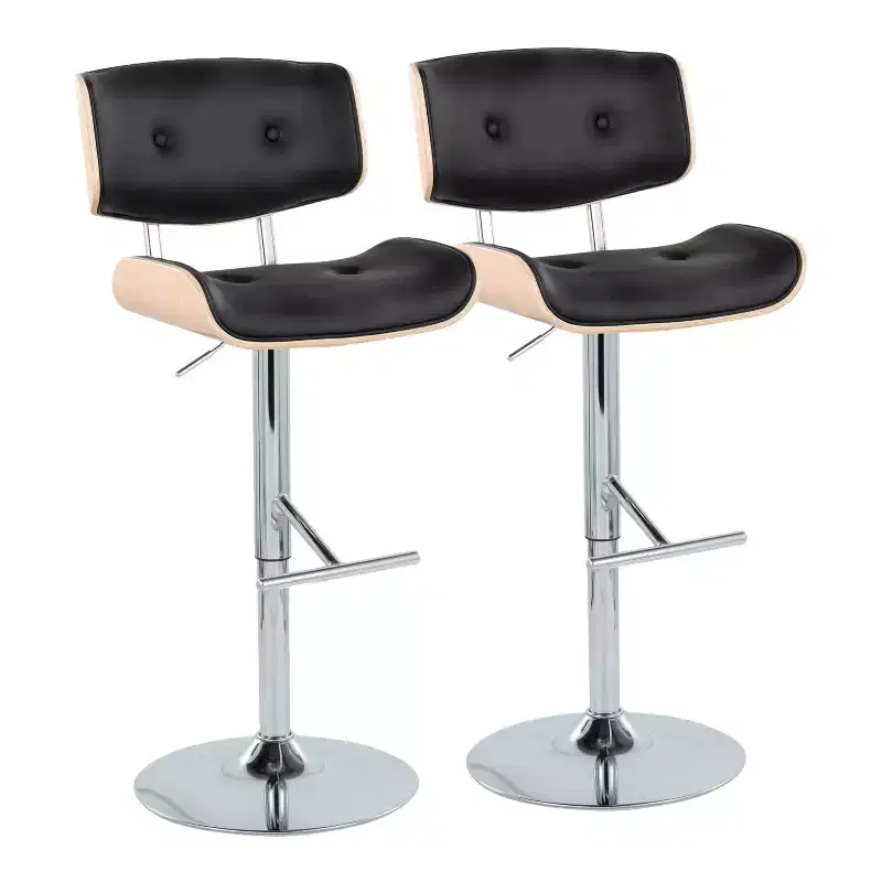 LumiSource Set of 2 Lombardi Adjustable Barstools Swivel