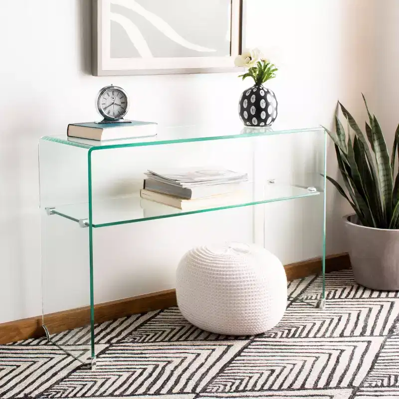 Hollis Glass Console Table - FOX6013A - Clear - Safavieh Couture
