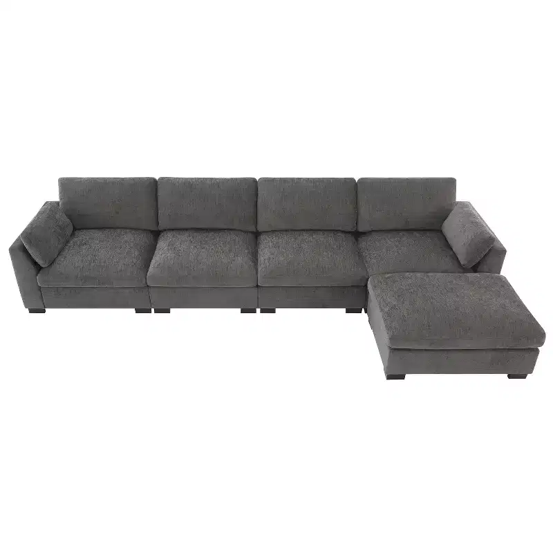 Merax 5-Seat Chenille Upholstery L-Shaped Modular Sectional Sofa