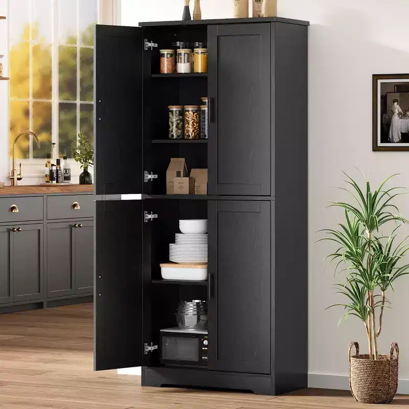 70 Tall Kitchen Pantry Cabinet - 4-Door Freestanding Storage with Adjustable Shelves, Large Utility Hutch for Dining Room, Bathroom & Living Room