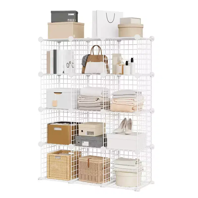 Wire Cube Storage 12-Cube Modular Closet Organizer Shelf Unit for Bedroom Office, White