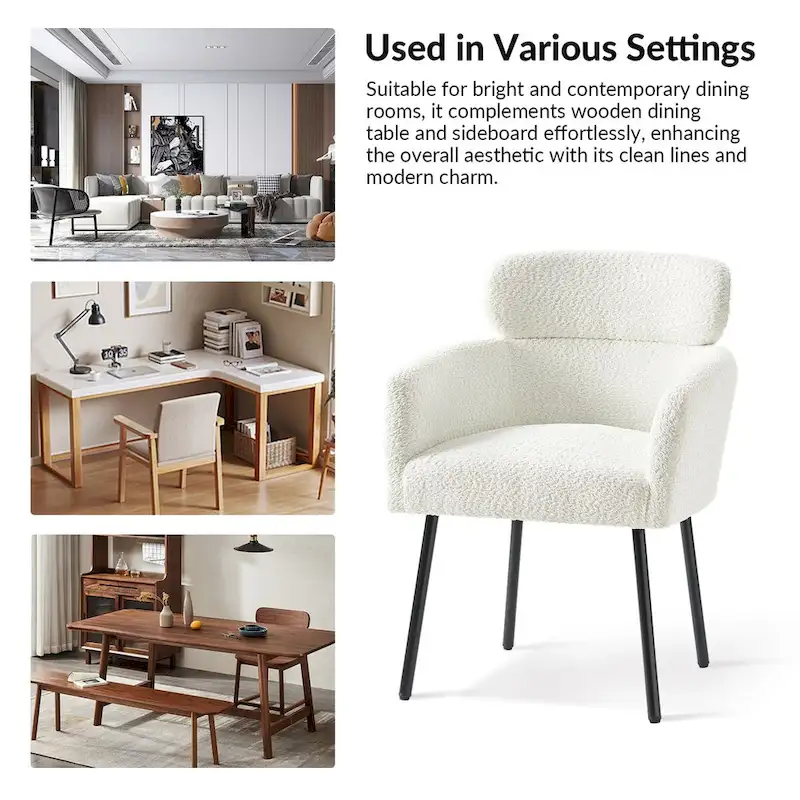 Amos Modern Boucle Dining Chair with Adjustment Feet Set of 2 by HULALA HOME