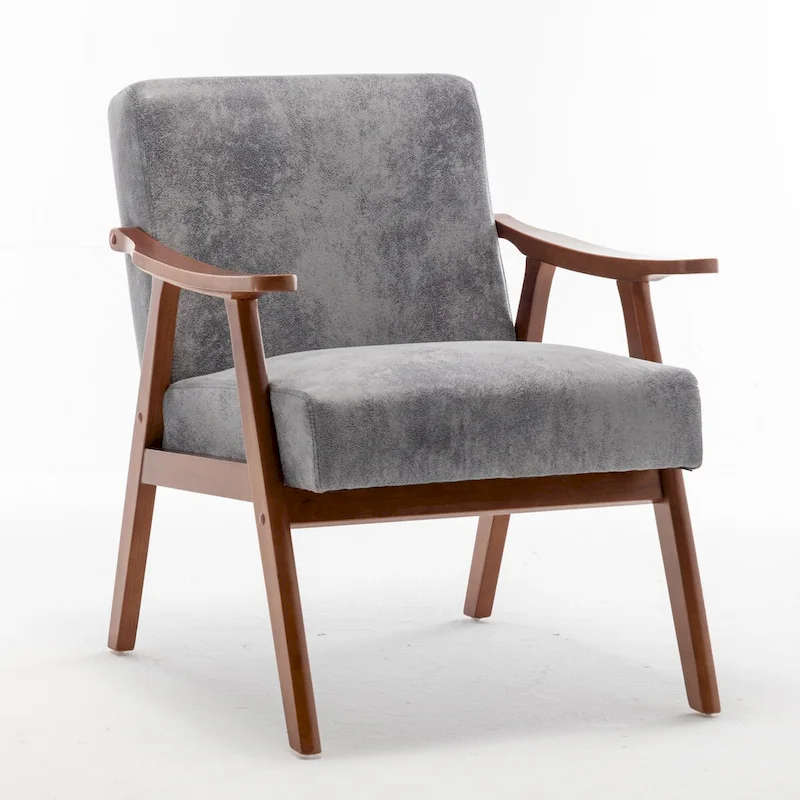 Mid-Century Modern Accent Chair with Solid Wood Frame, Set of 1