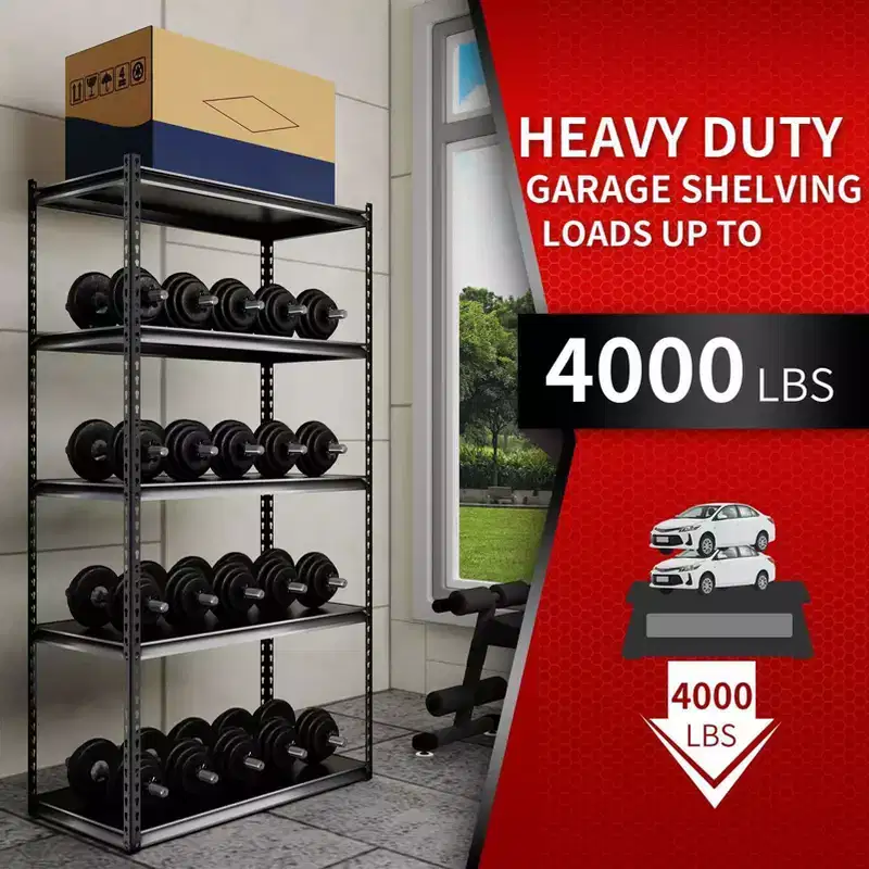 Atlas Shelving 5-Tier 36"x18"x72" 4000lbs Steel Boltless Shelving with laminate Deck Dark Gray