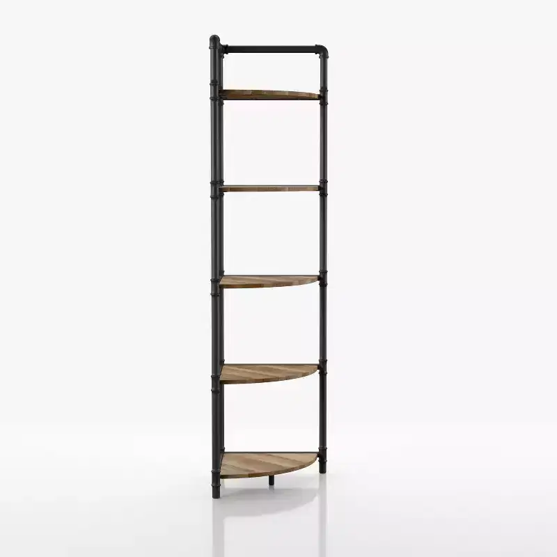 MDF and Metal 5-Tier Corner Bookshelf 63.75