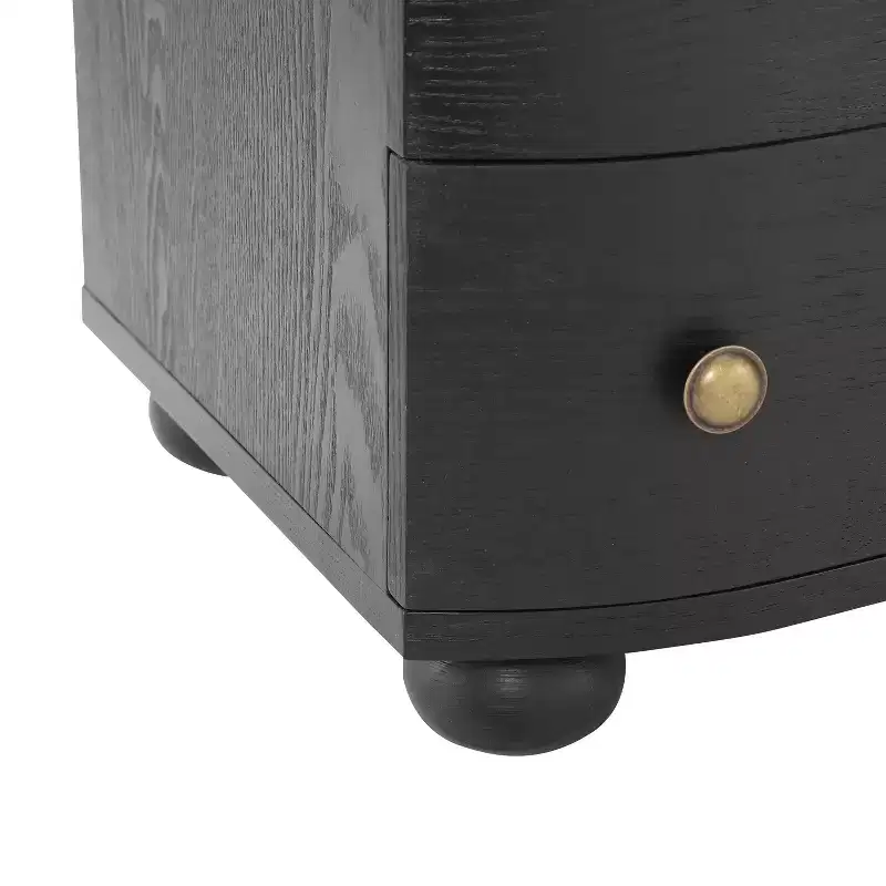 Christopher Knight Home Chaeryeong Modern Wooden 3-Drawer Nightstand with Curved Front Design
