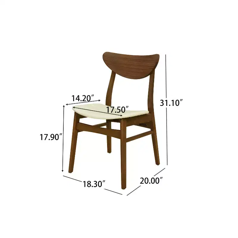 Christopher Knight Home Reed Mid-Century Modern Rubber Wood Faux Leather Upholstered Dining Chairs (Set of 2)