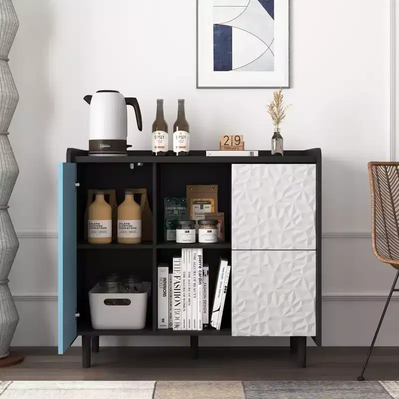 Okak Modern Sideboard Buffet Cabinet, Storage Cabinet with 1 Door and 2 Drawers, Bar Cabinet for Living Room, Entryway, Hallway, Office
