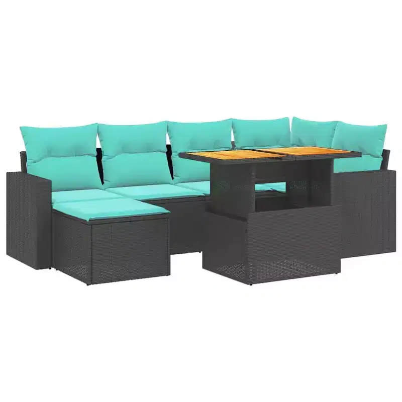 vidaXL Trendy Patio Sofa Set with Cushions - Poly Rattan, Various Colors
