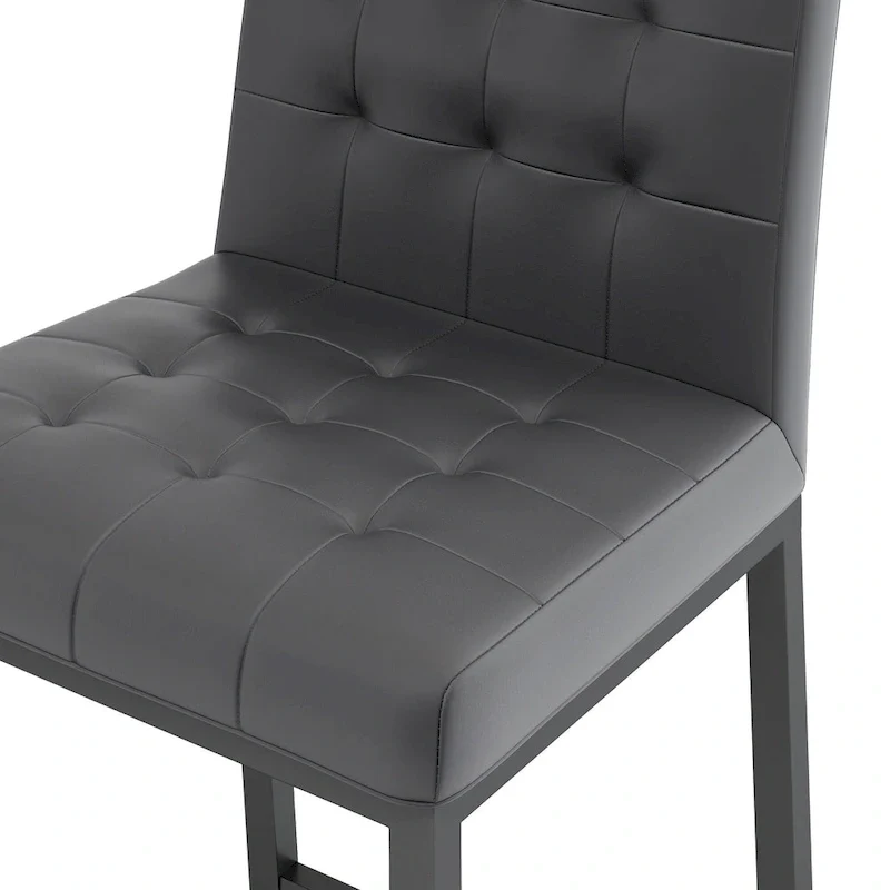Modern High Bar Stools Set of 2, Kitchen Stool Island with PU Backrest, Gaming Chair with Metal Legs and Footstool