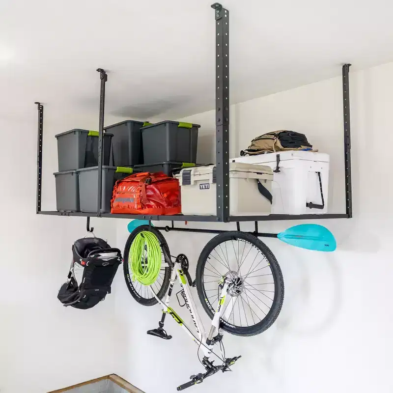 4' x 8' Overhead Garage Storage with Hooks | Holds 700 lbs