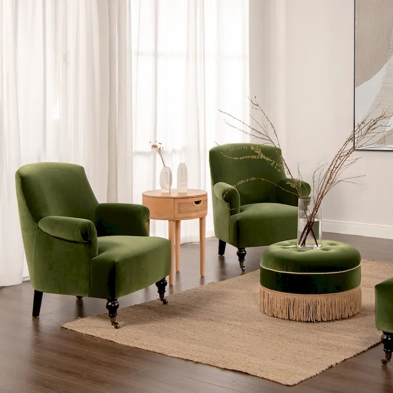 Eloise 30 Transitional Velvet Pleated Sock Arm Accent Chair