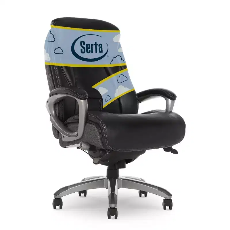 Serta Works Executive Office Chair with Smart Layers Technology Opportunity Gray: Ergonomic Bonded Leather, Adjustable Height, 275 lbs Capacity