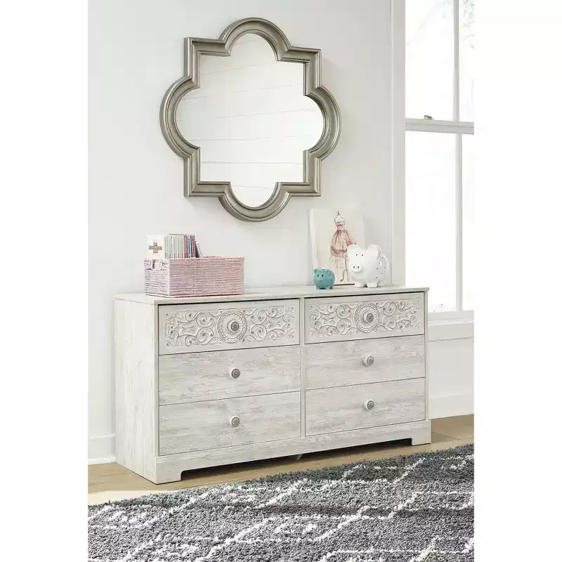 Signature Design by Ashley Casual Paxberry 6 Drawer Dresser, Whitewash