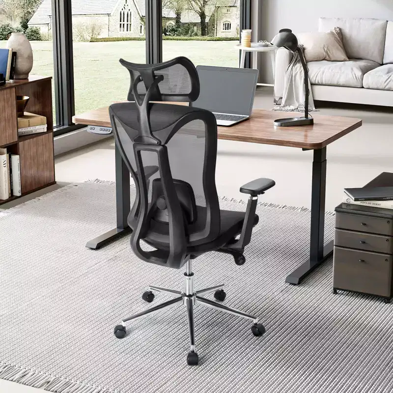 Ergonomic Office Chair with 3D Headrest, 2D Armrests, Mesh Back, 135-Degree Recline, 330 lb Capacity, Dynamic Lumbar Support