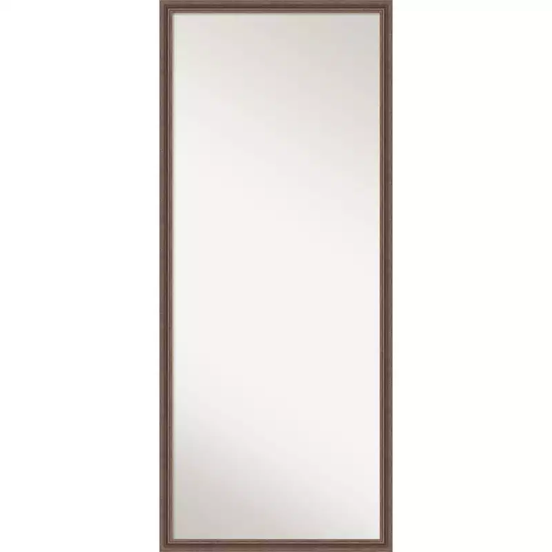Amanti Art 27"x63" Non-Beveled Full Length Floor Leaner Mirror: Rustic Brown, Wood Frame, Wall Mount Option