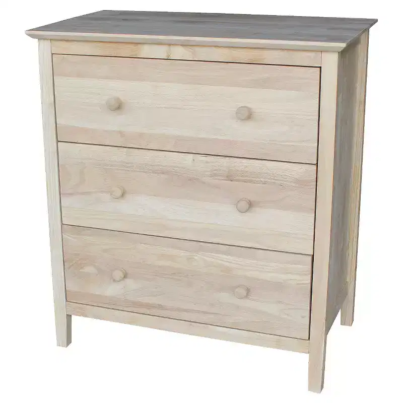 Dresser Unfinished 3-Drawer Hardwood