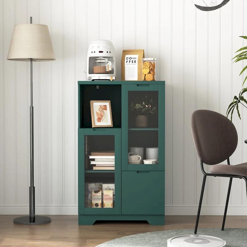 White Living Room Floor-standing Storage Table with a Drawer, 4 Curved Legs