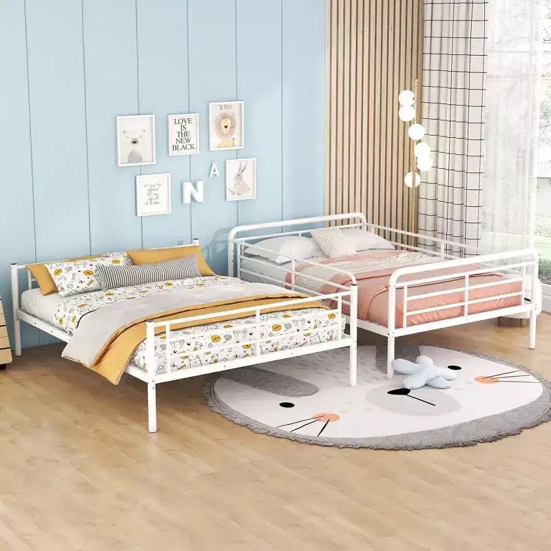 Full XL Over Queen Metal Bunk Bed - ModernLuxe