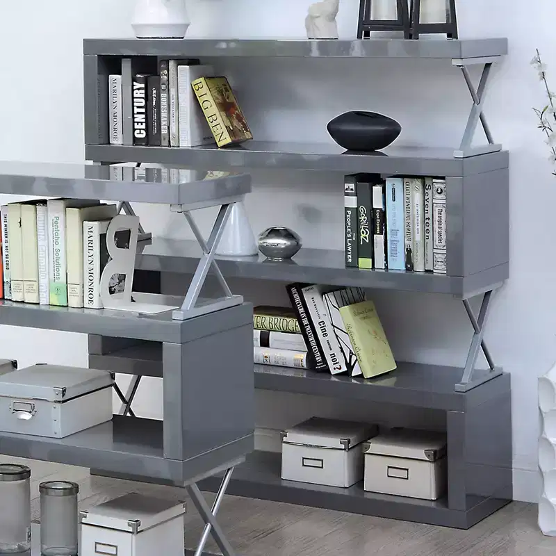 54.38" 5-Tier Open Bookcase Gray
