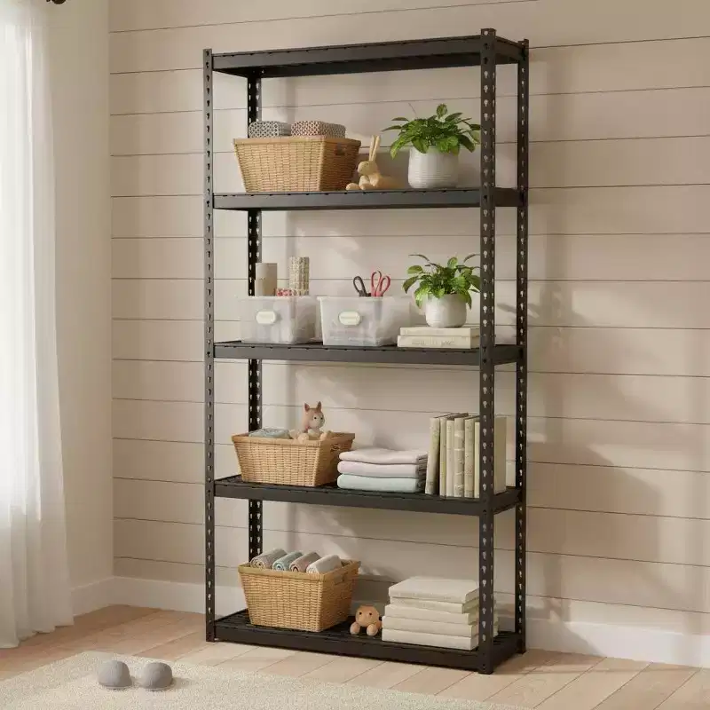 5-Tier Heavy Duty Metal Wire Shelving Unit, Adjustable Shelves & Anti-Slip Feet, 1-4 Pack