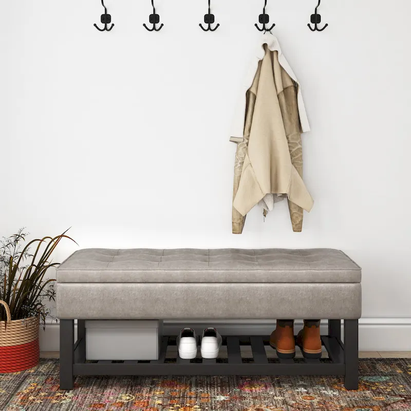 WYNDENHALL Essex 44 inch Wide Transitional Rectangle Ottoman Bench