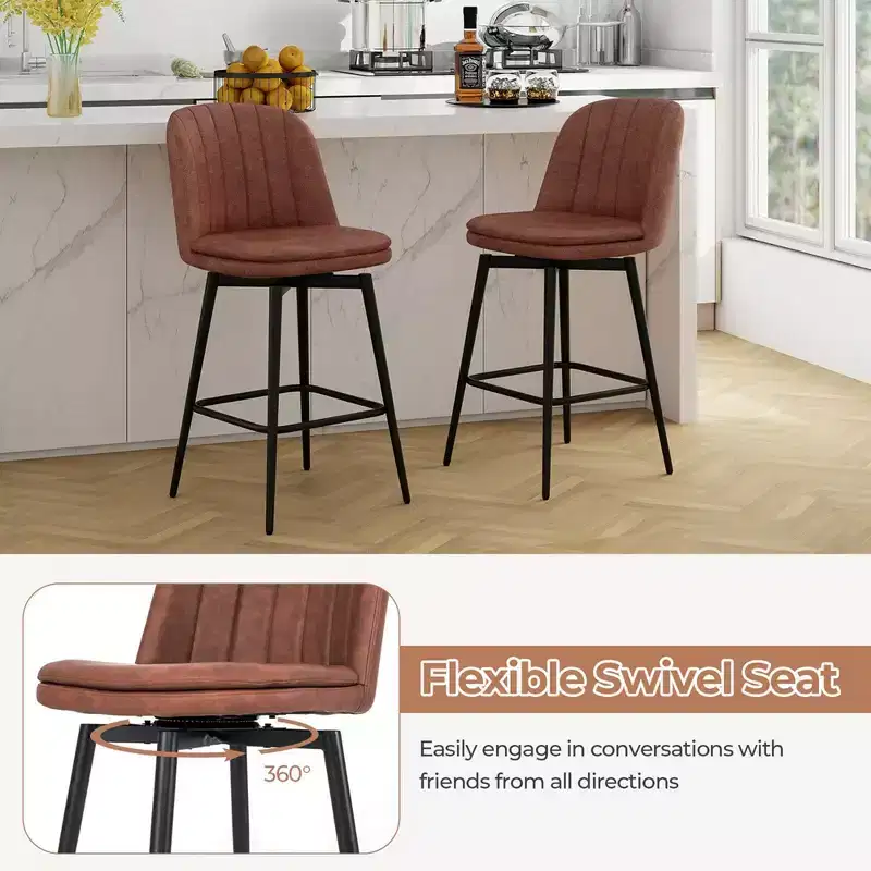 Costway 27 Inch Swivel Bar Stool Set of 2/4 with Padded Seat Metal Legs & Footrest
