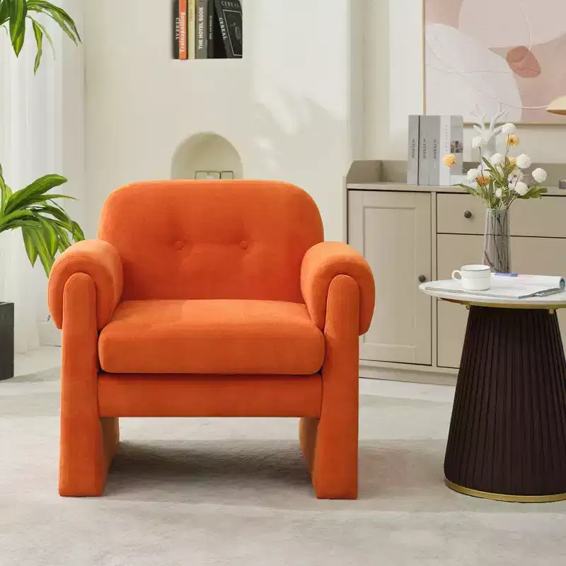 Fluffy Cloud Upholstered Accent Armchair Set of 2 Velvet Ergonomic Bedroom Reading Chair