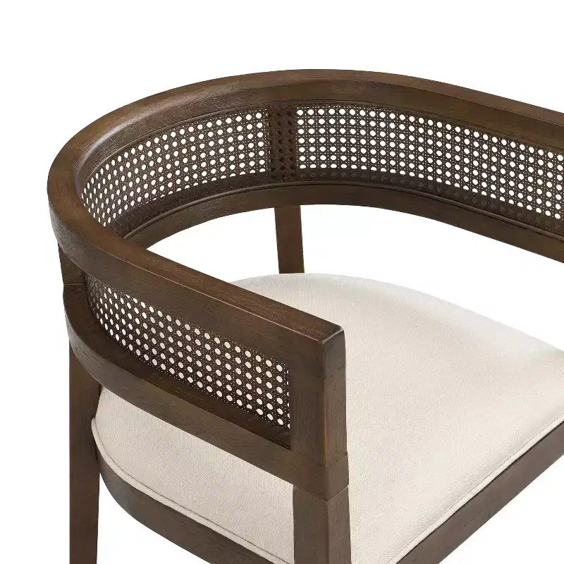 Christopher Knight Home Cinnabar 19.75 Seat Height Upholstered Rubberwood Tub Dining Chairs with Cane Back(Set of 2)