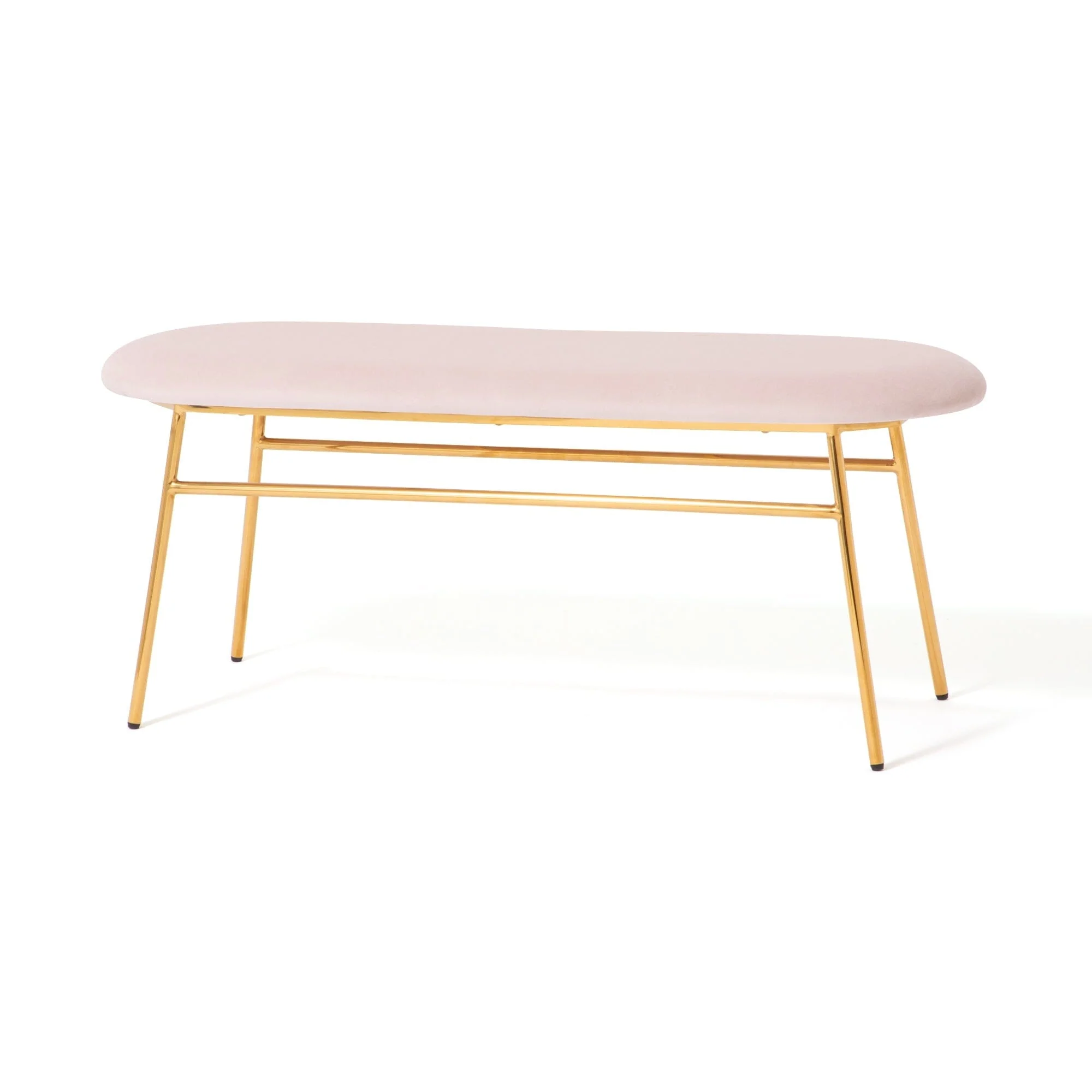 Pink & Gold Upholstered Accent Bench